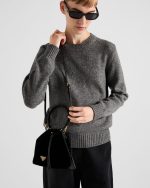 Prada Mini velvet bag with nappa leather details - Image 4